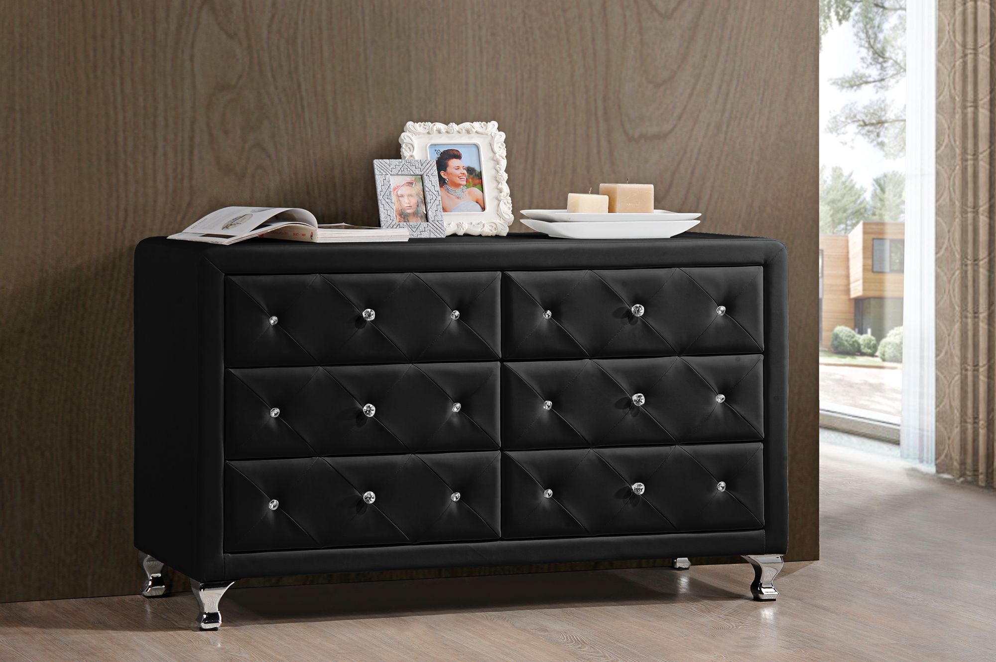 Luminescence 51 3/4" Wide Black Upholstered Dresser 