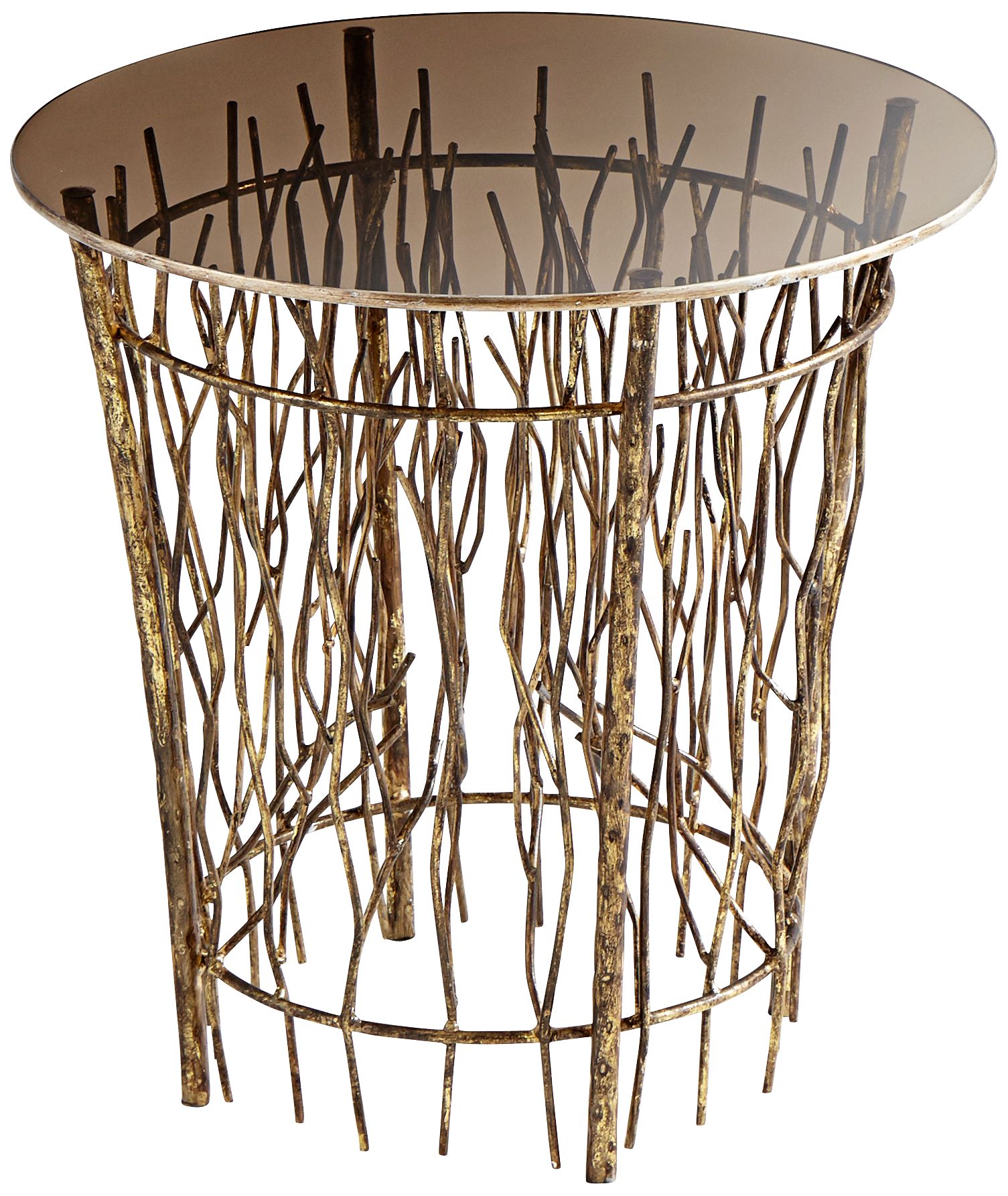 Brittany Branch 24" Wide Antique Gold Round Side Table