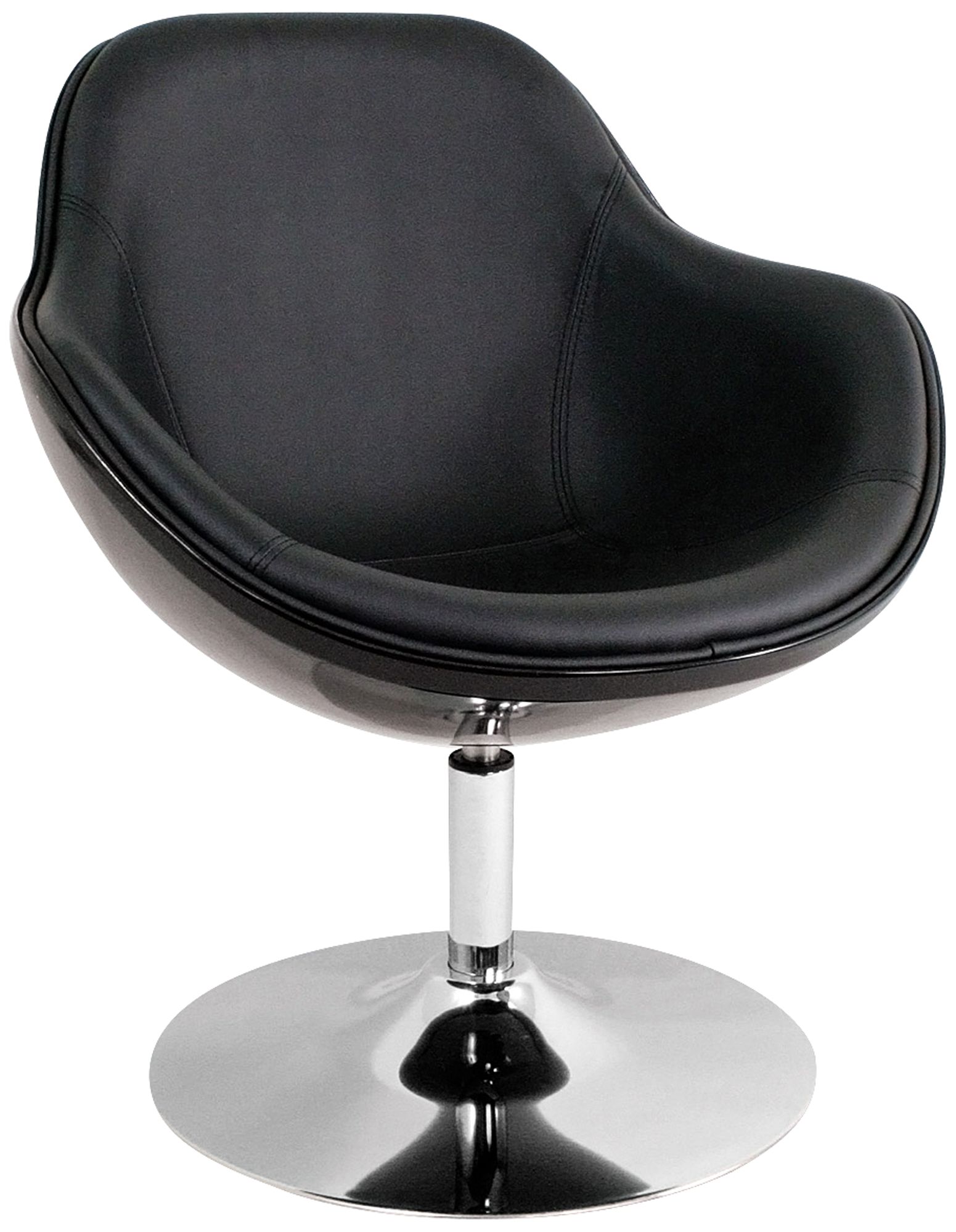 Saddlebrook Shell Black Faux Leather Modern Accent Chair