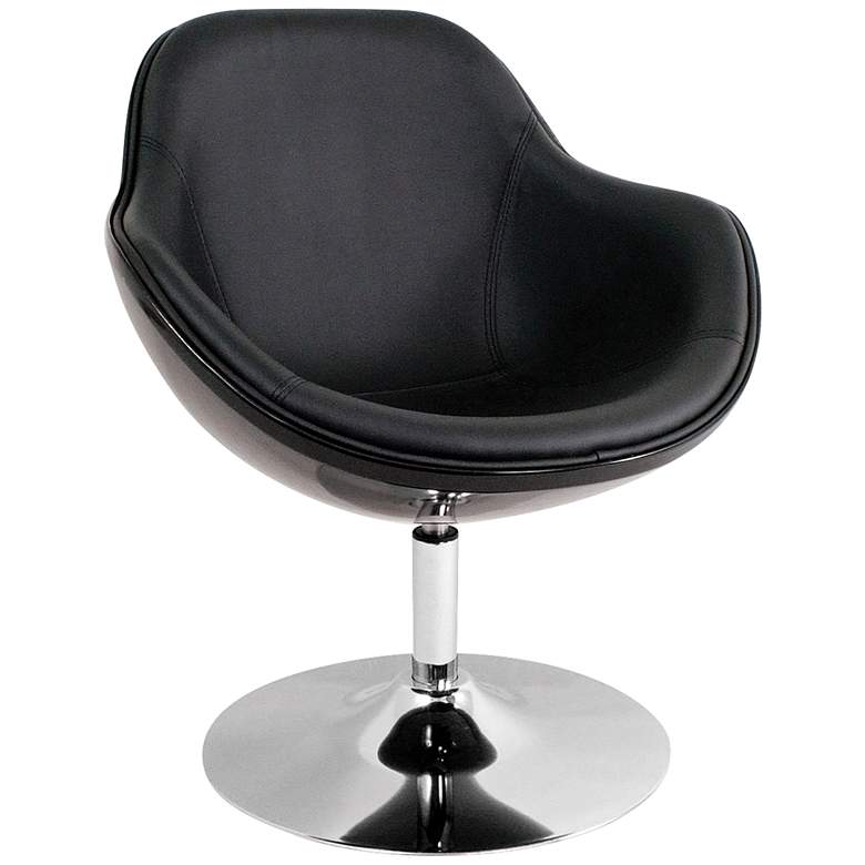 Saddlebrook Shell Black Faux Leather Modern Accent Chair