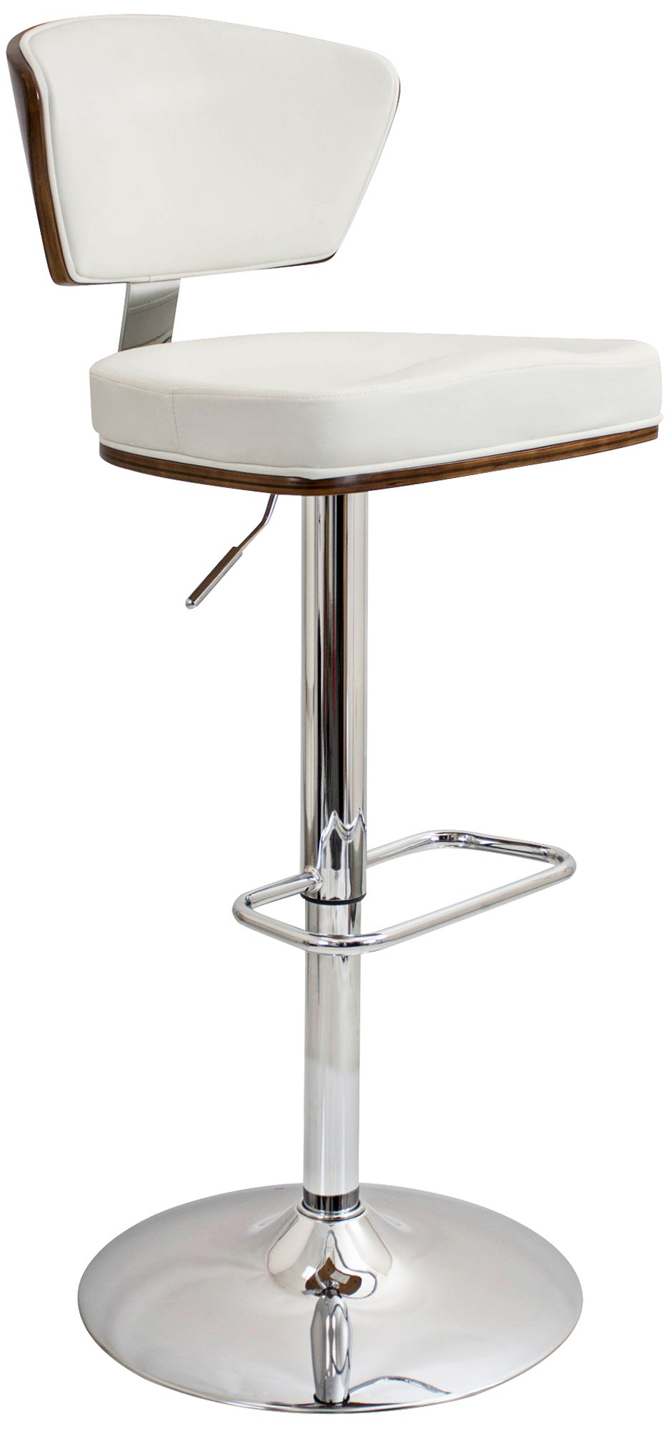 Ravinia White Faux Leather Swivel Seat Adjustable Barstool