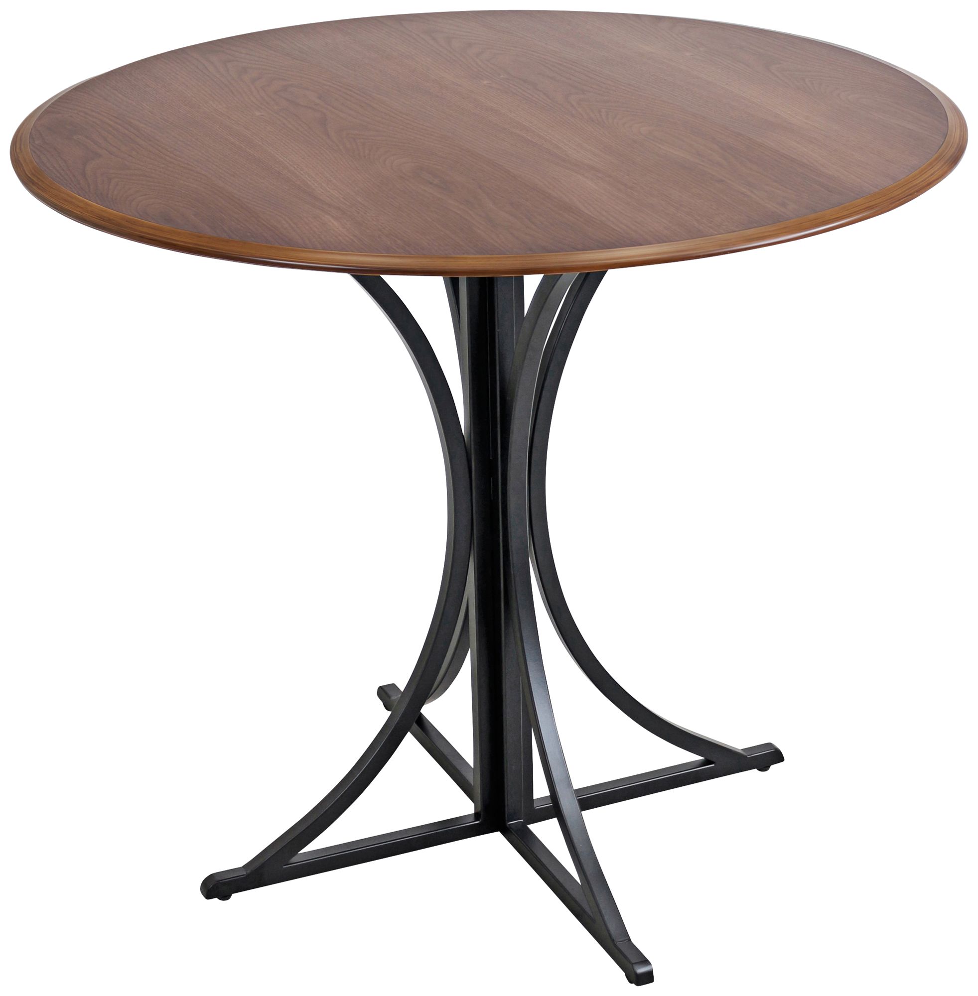 Boro 35" Wide Painted Black Small Round Walnut Dining Table