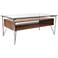 Hover 47" Wide Walnut and Glass Modern Floating Coffee Table