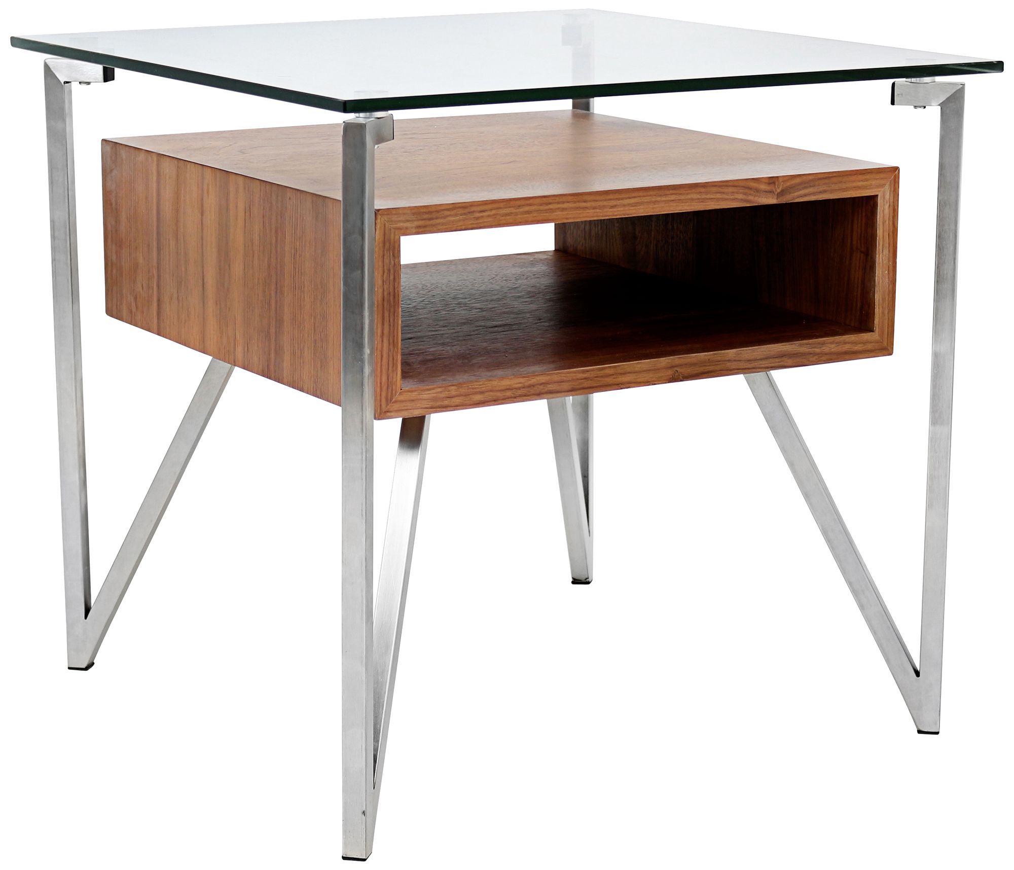 Hover 23" Wide Walnut and Glass Modern Floating Coffee Table