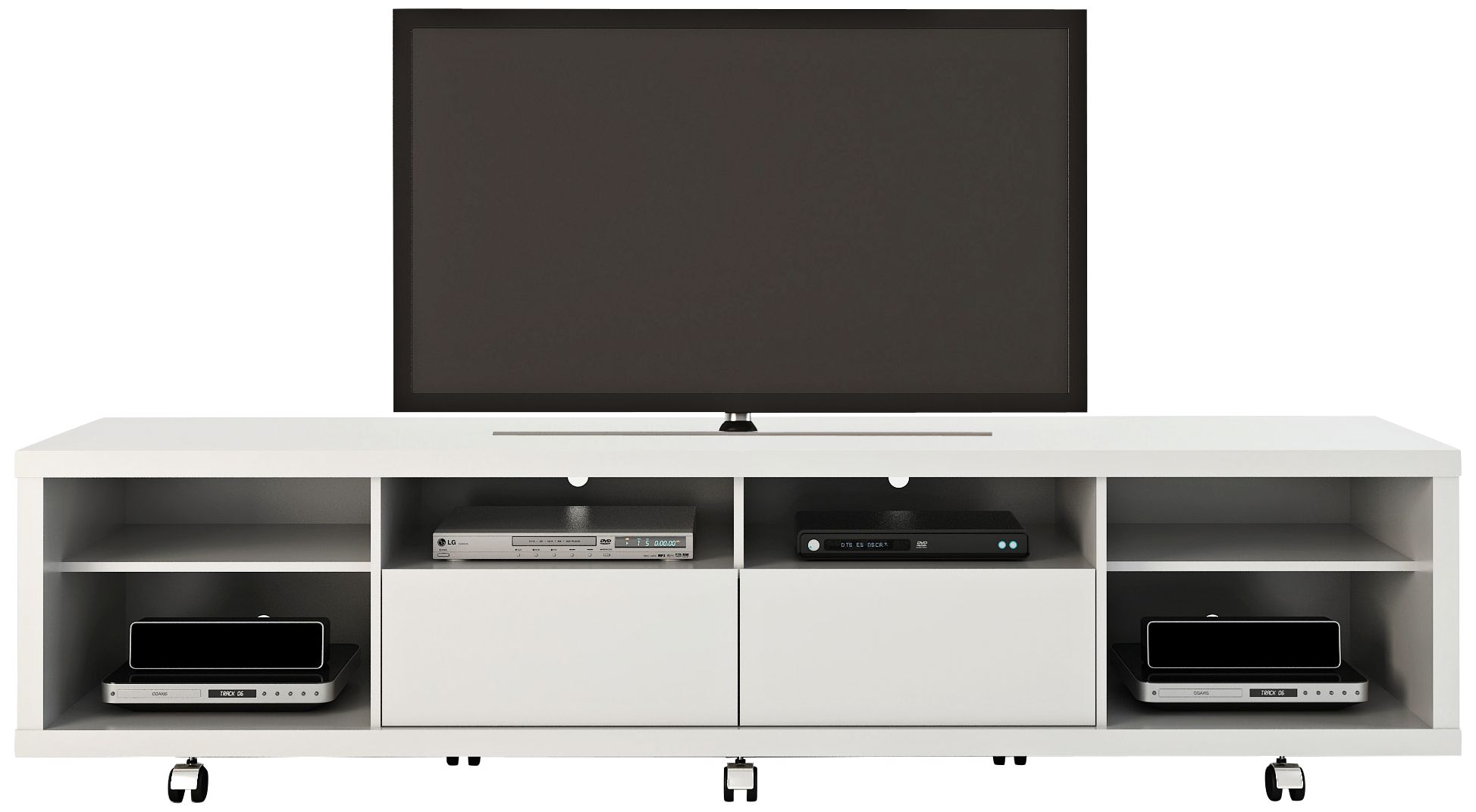 Cabrini 2.2 White Gloss Wood 2-Drawer TV Stand