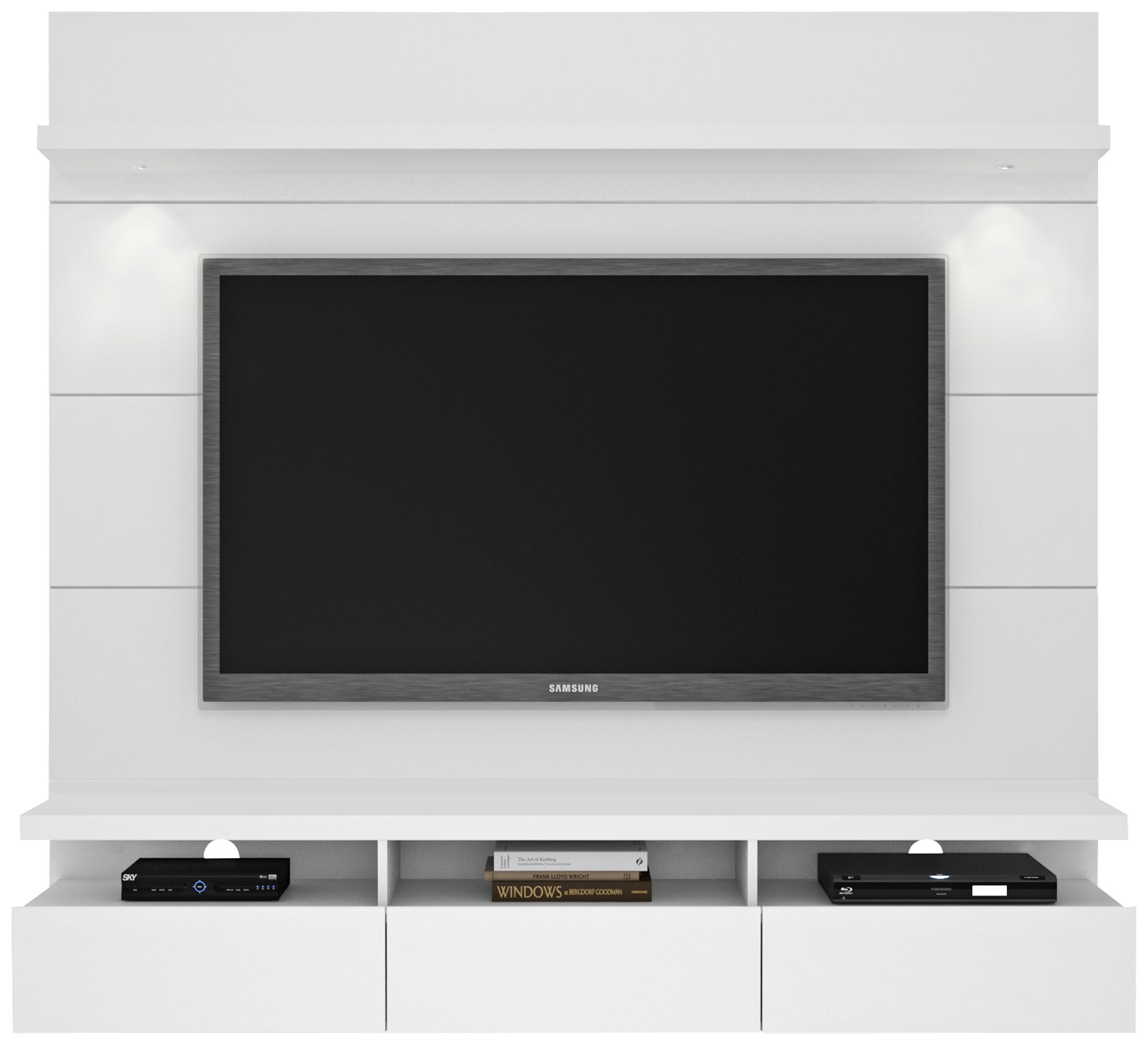 Cabrini 1.8 White Gloss Floating Wall Entertainment Center