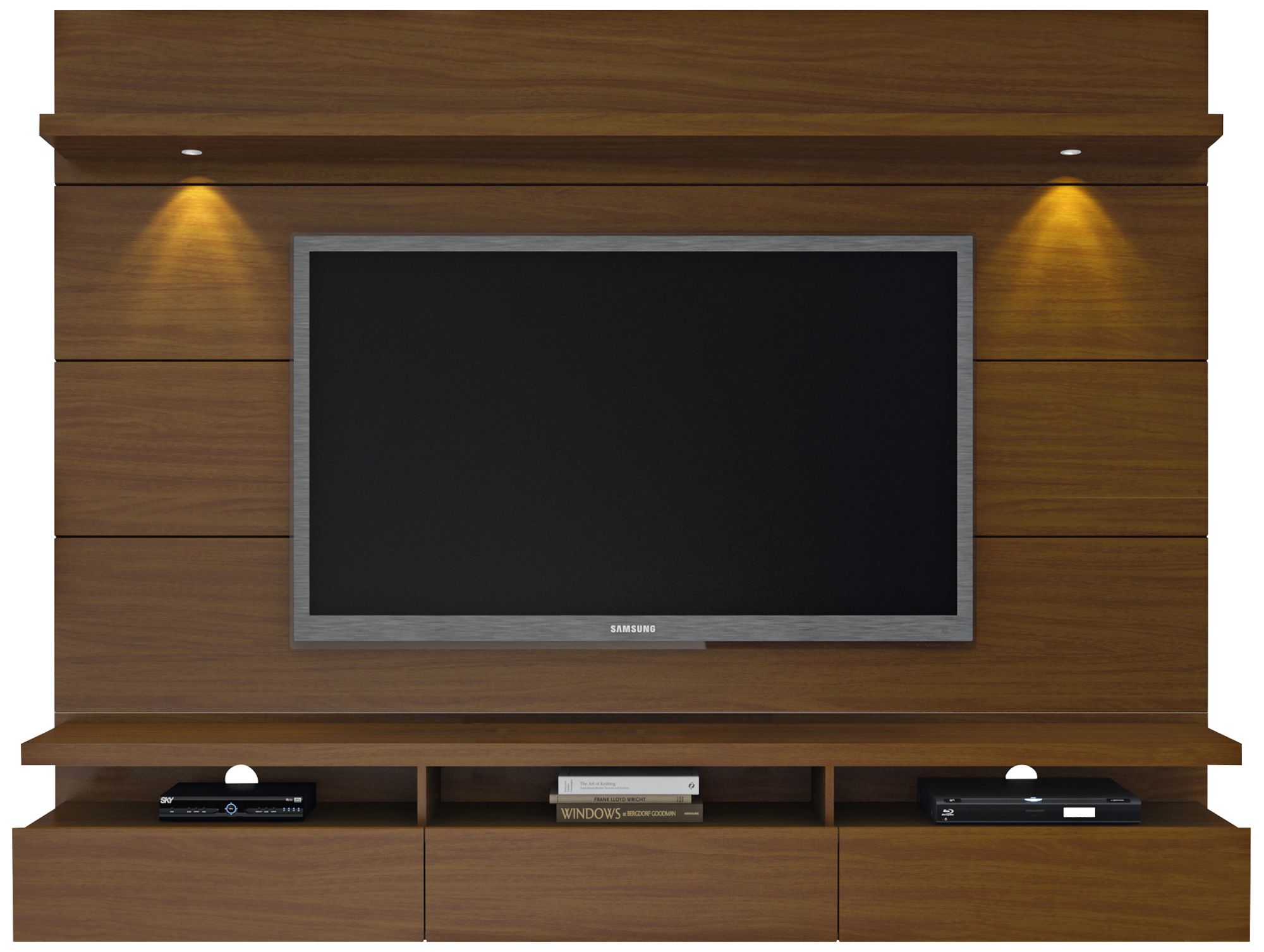 Cabrini 2.2 Nut Brown Floating Wall Entertainment Center