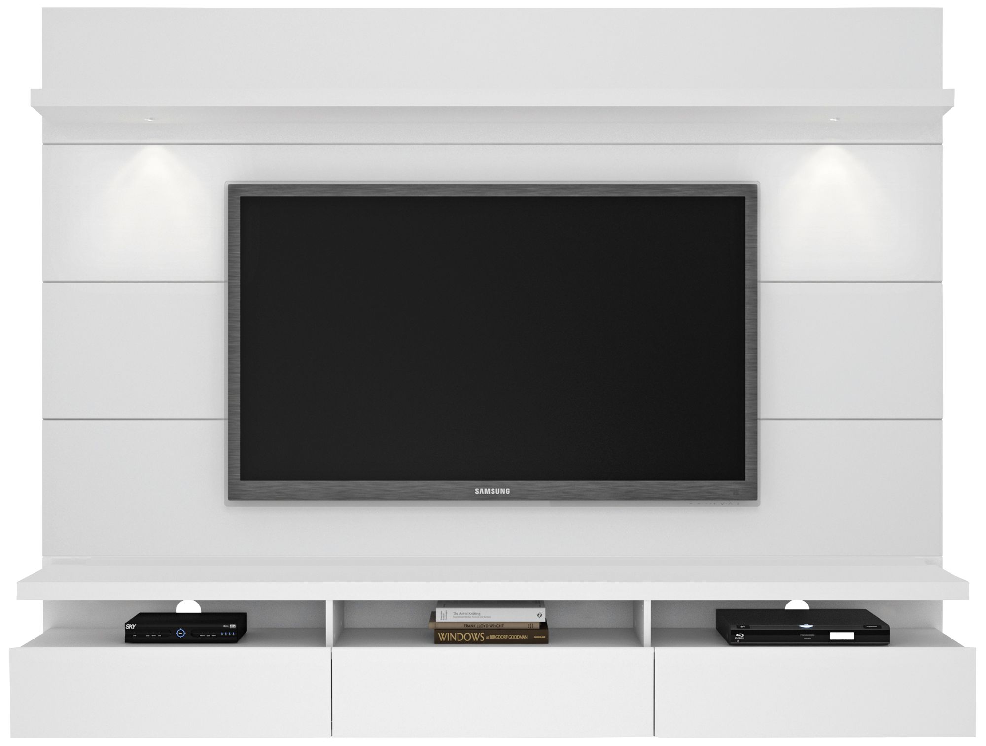 Cabrini 2.2 White Gloss Floating Wall Entertainment Center