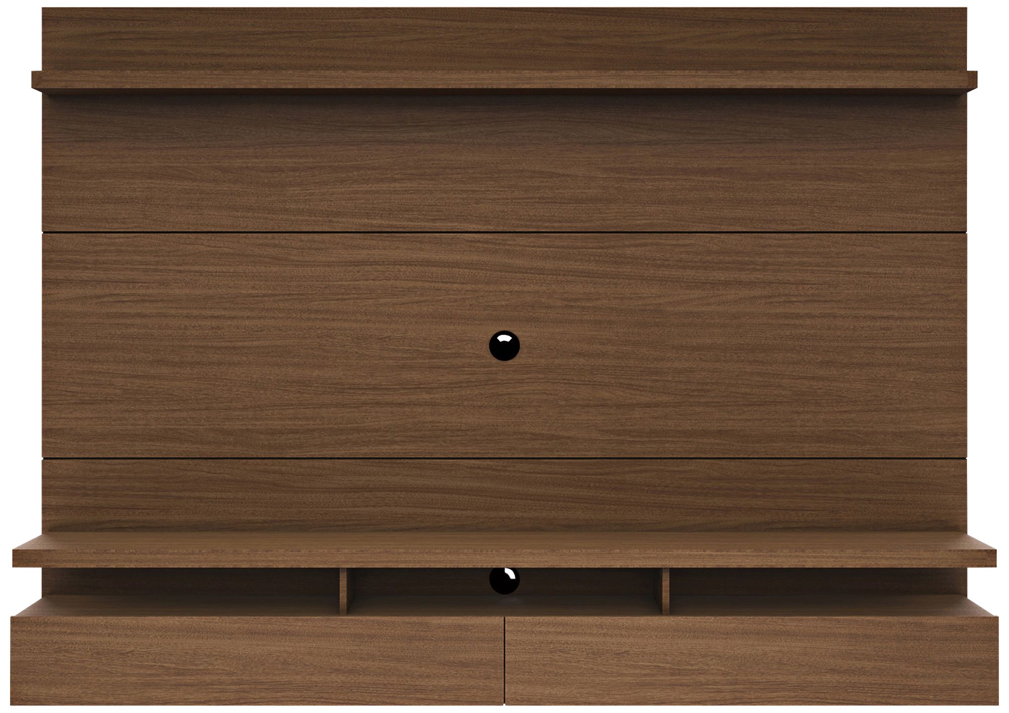 City 2.2 Nut Brown Wood Floating Wall Entertainment Center