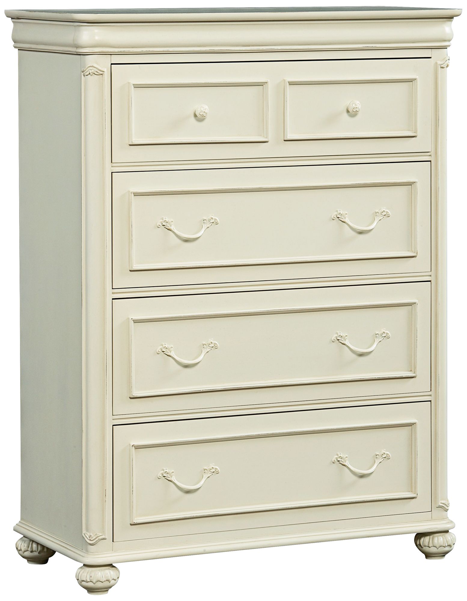 Charlotte 38" Wide Antique White Wood Chest of Drawers