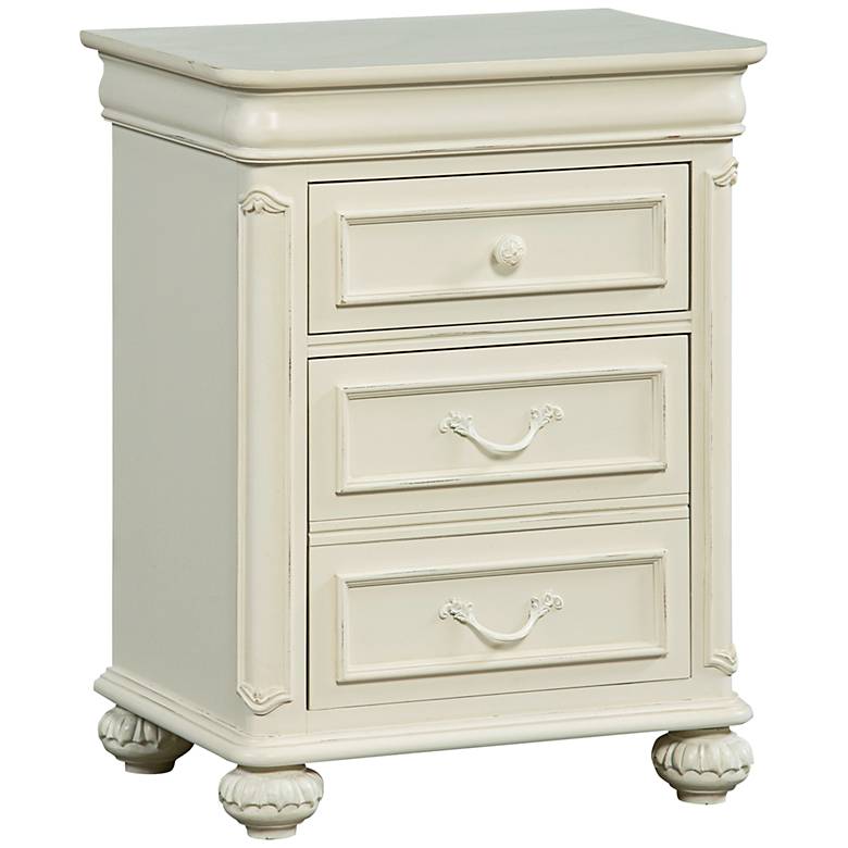 Charlotte Antique White Wood 2-Drawer Night Stand - #1V186 | Lamps Plus