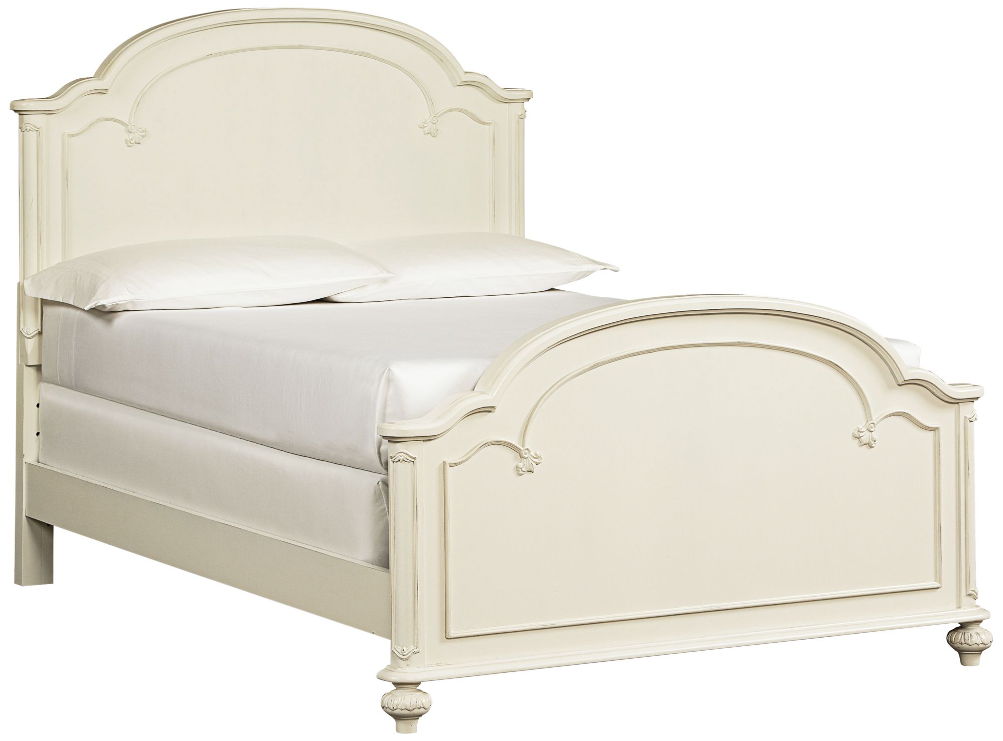 Charlotte Antique White Arched Panel Bed 
