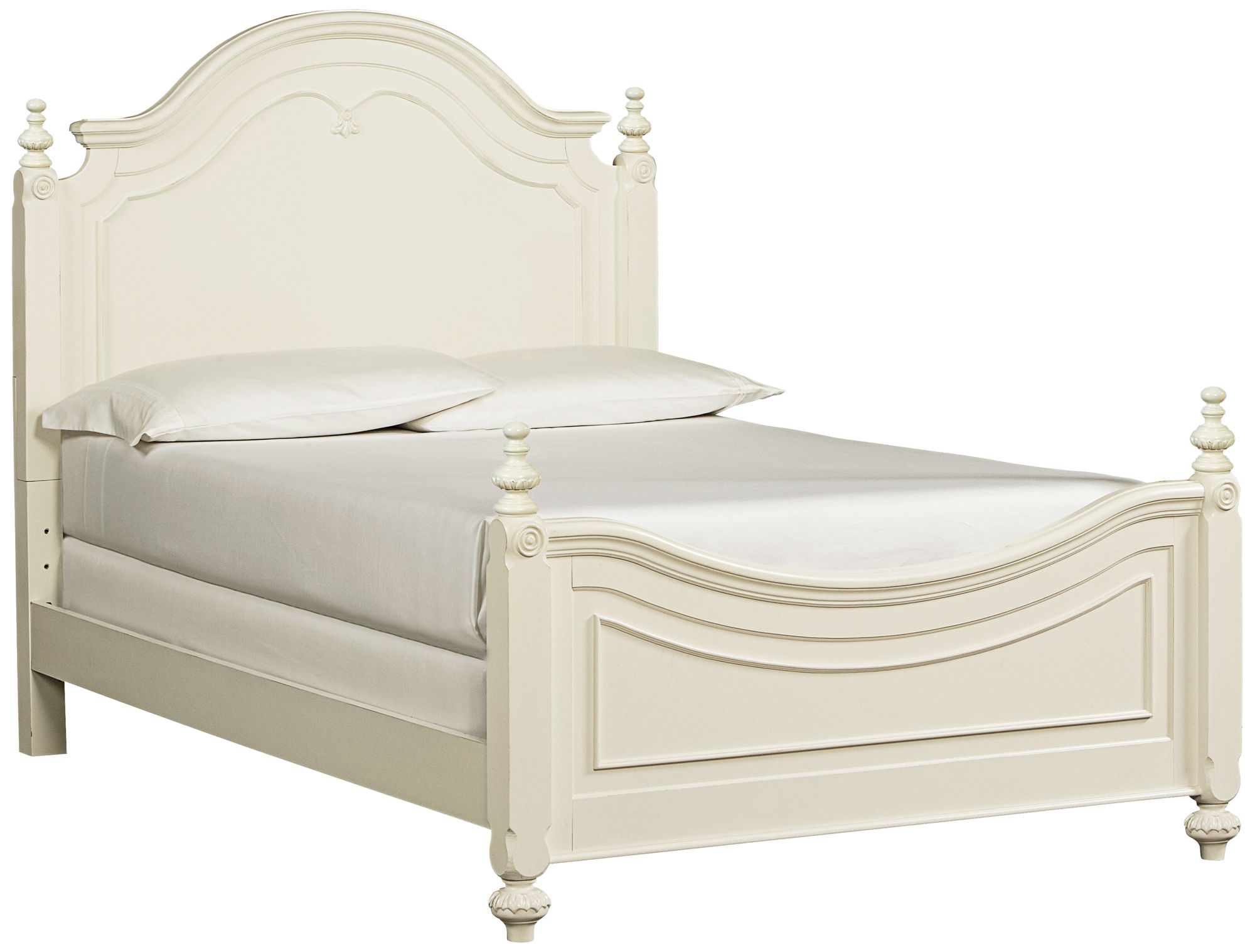 Charlotte Antique White Low Poster Bed 