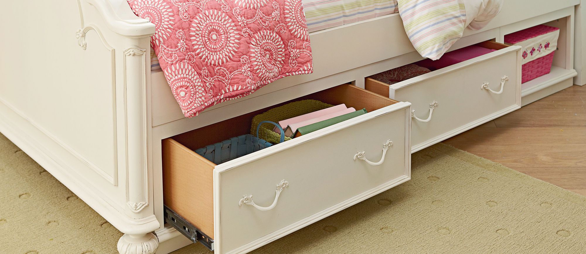 Charlotte Antique White Underbed Storage Drawer