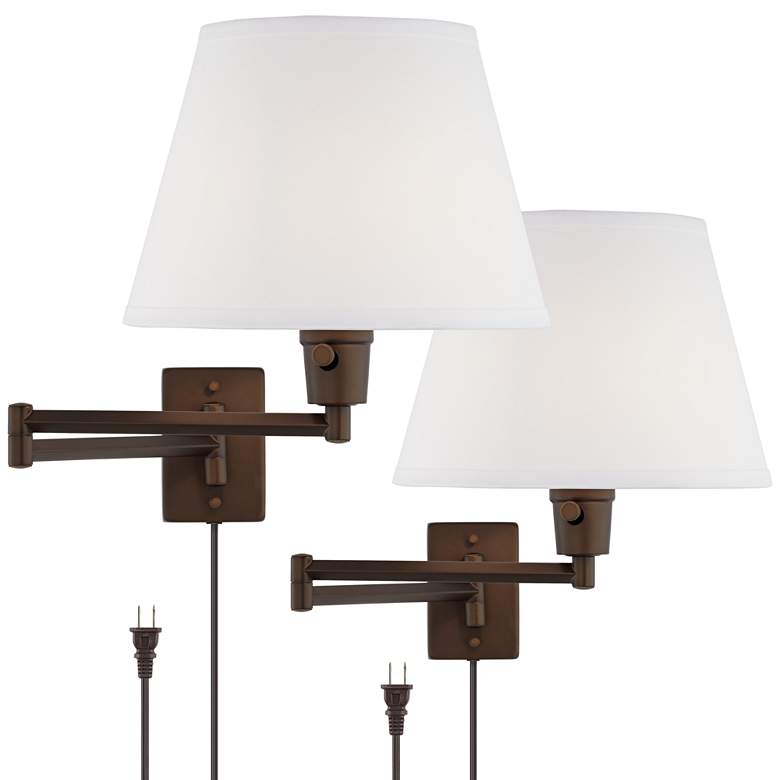 Clement Bronze Plug-In Swing Arm Wall Lamp Set of 2 - #1V955 | Lamps Plus