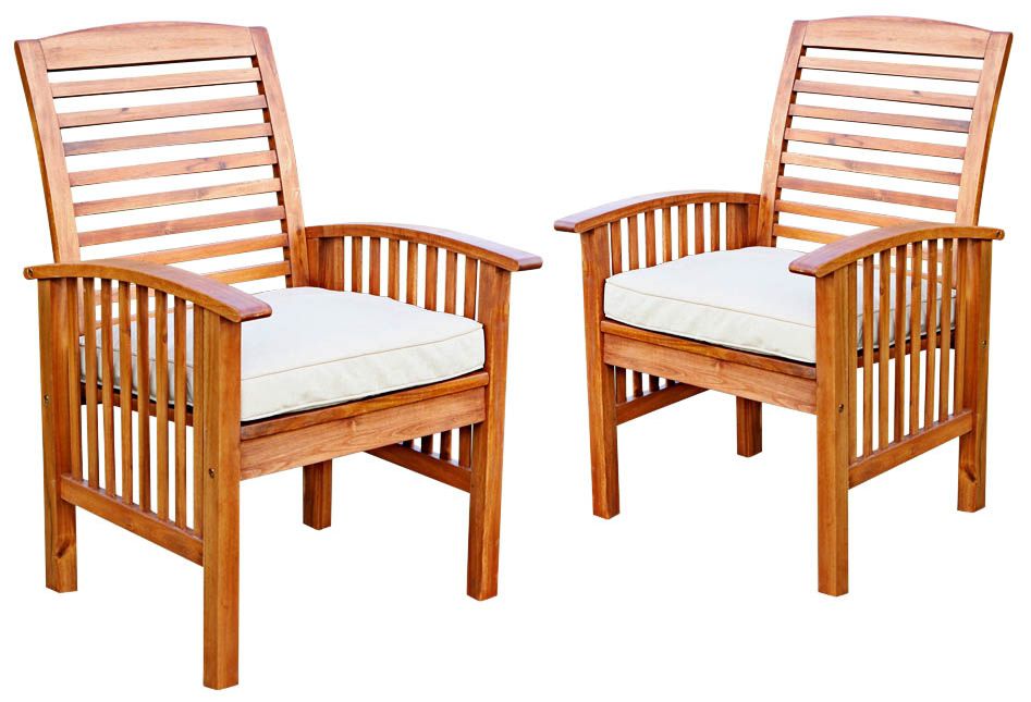 Brennan Brown Acacia Patio Chairs with Cushions