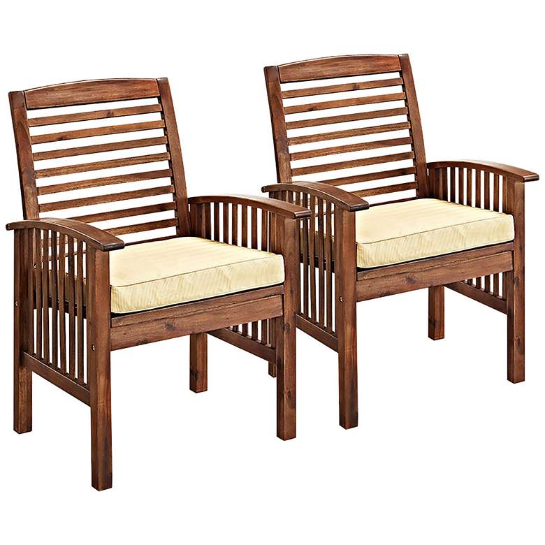 Image 2 Brennan Dark Brown Patio Chairs with Cushions Set of 2