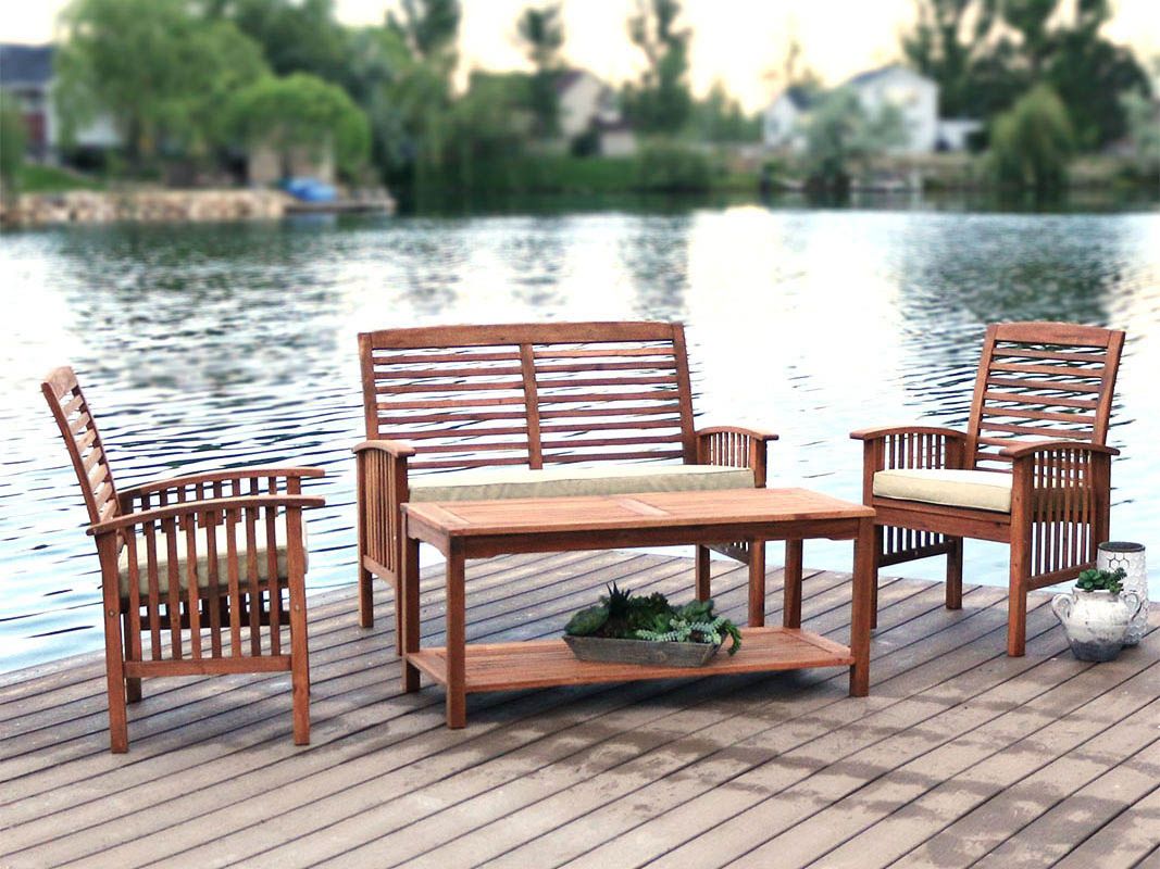 Kevin Brown 4-Piece Patio Conversation Set with Cushions