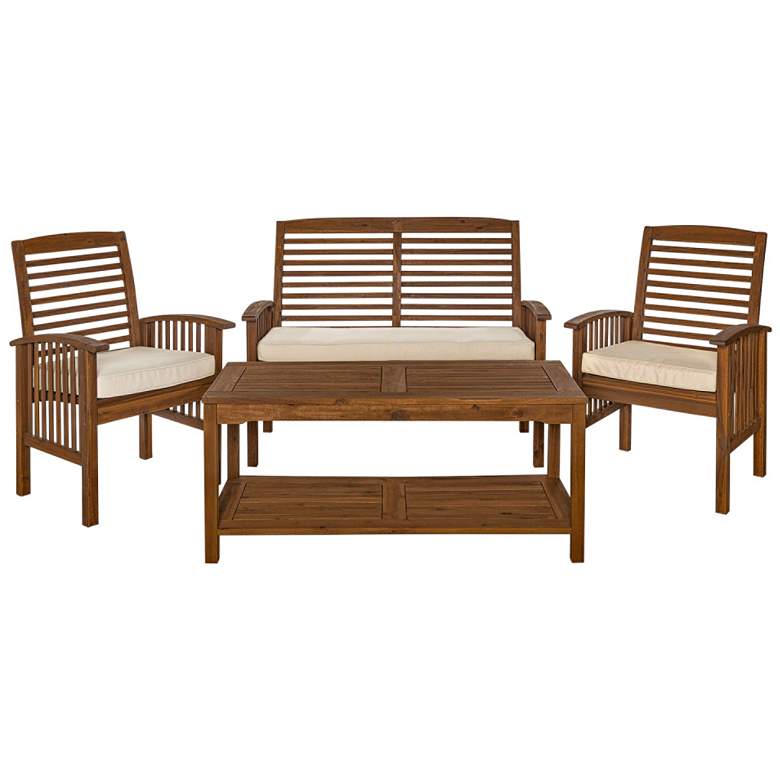 Image 2 Kevin Dark Brown 4-Piece Patio Conversation Set and Cushions