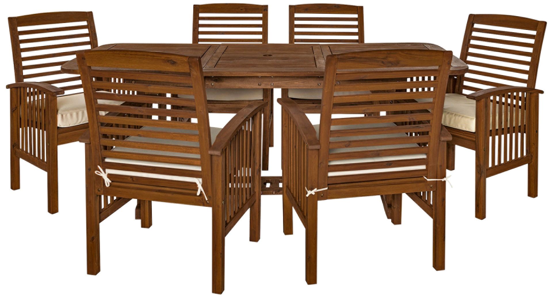 Preston Dark Brown 7-Piece Patio Dining Set with Cushions