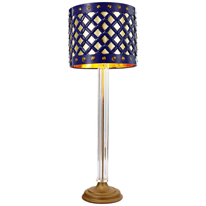 Beverley Gold And Navy Blue Column, Table Lamps Gold And Blue