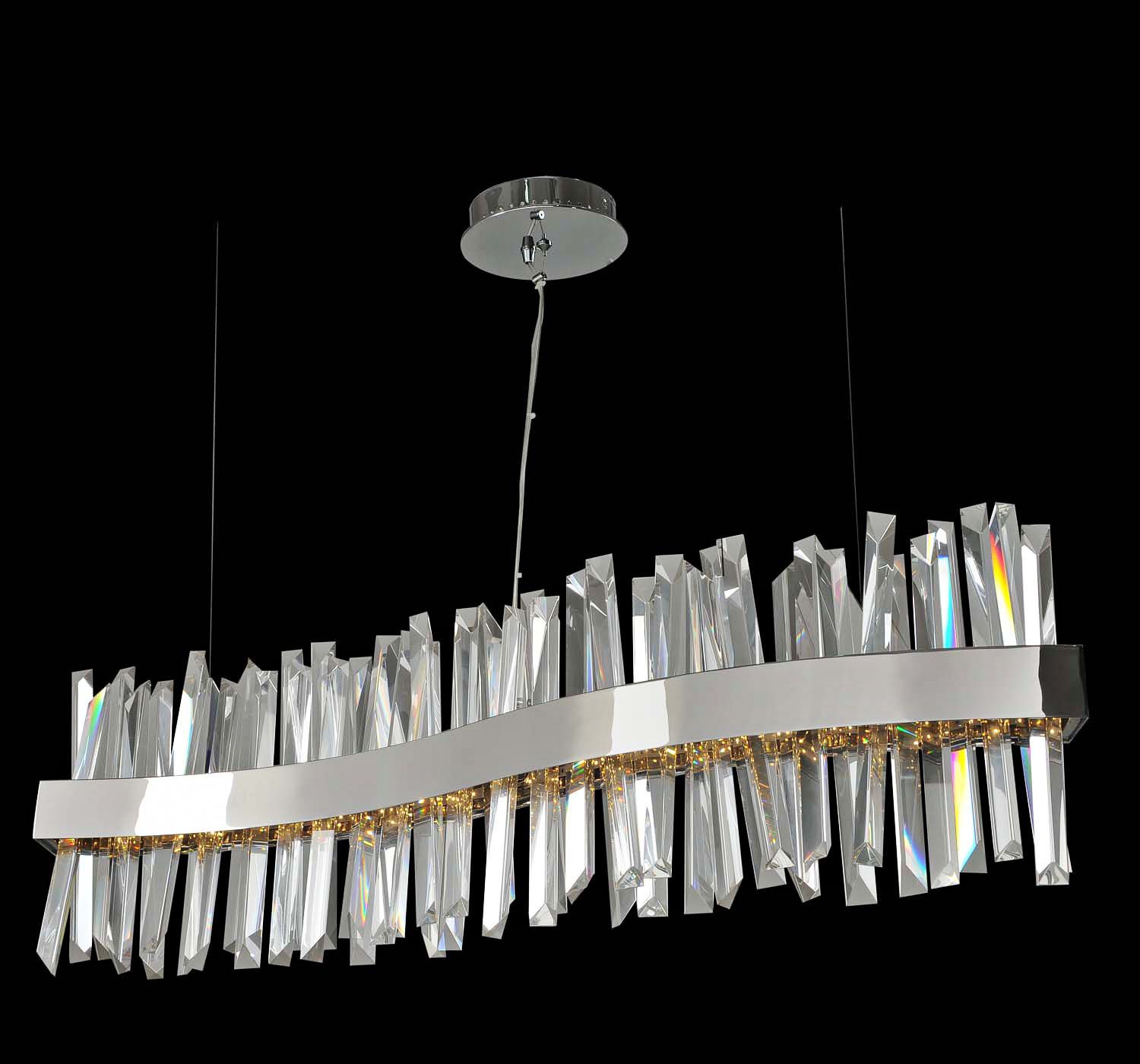 Glacier 42"W Chrome Wave LED Kitchen Island Light Pendant