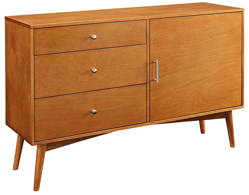 Cruise 52" Wide Acorn Finish 3-Drawer Mid-Century TV Console