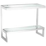 Rico 39 1/2&quot; Wide Chrome Glass Shelf Modern Console Table