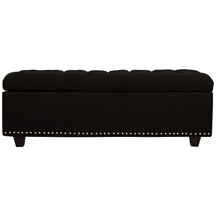 Grant Black Fabric Tufted Storage Bench 1x405 Lamps Plus