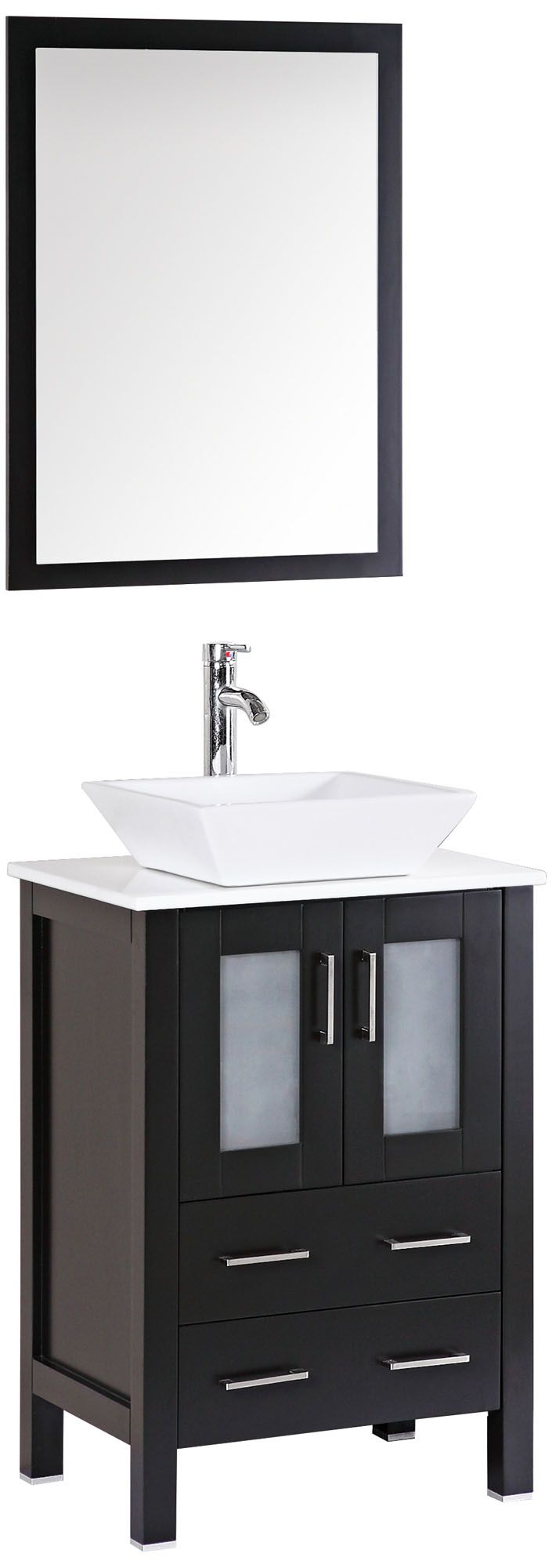 Bosconi 24" Espresso Square Vessel Single-Sink Vanity Set