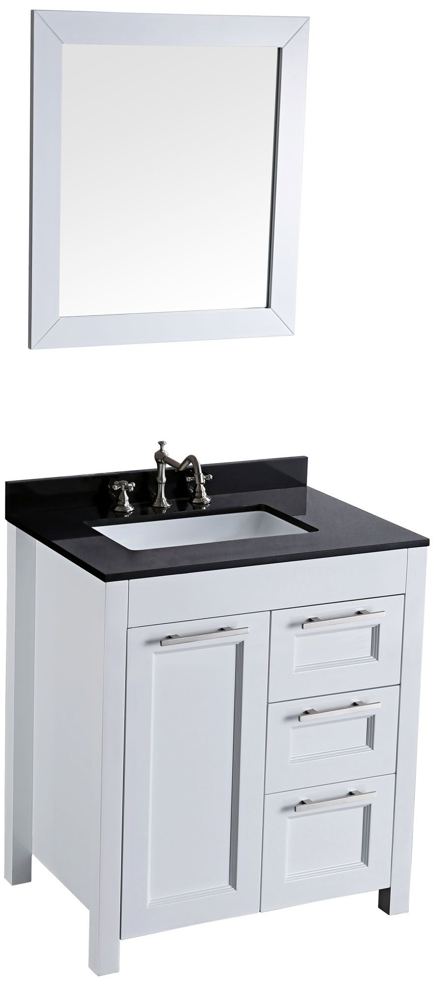 Bosconi 30" White Single-Sink Vanity Set with Mirror
