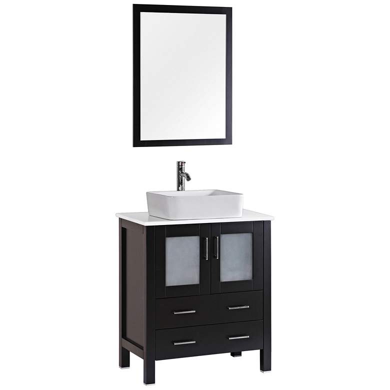 Bosconi 30 Espresso Rectangular Vessel Sink Vanity Set