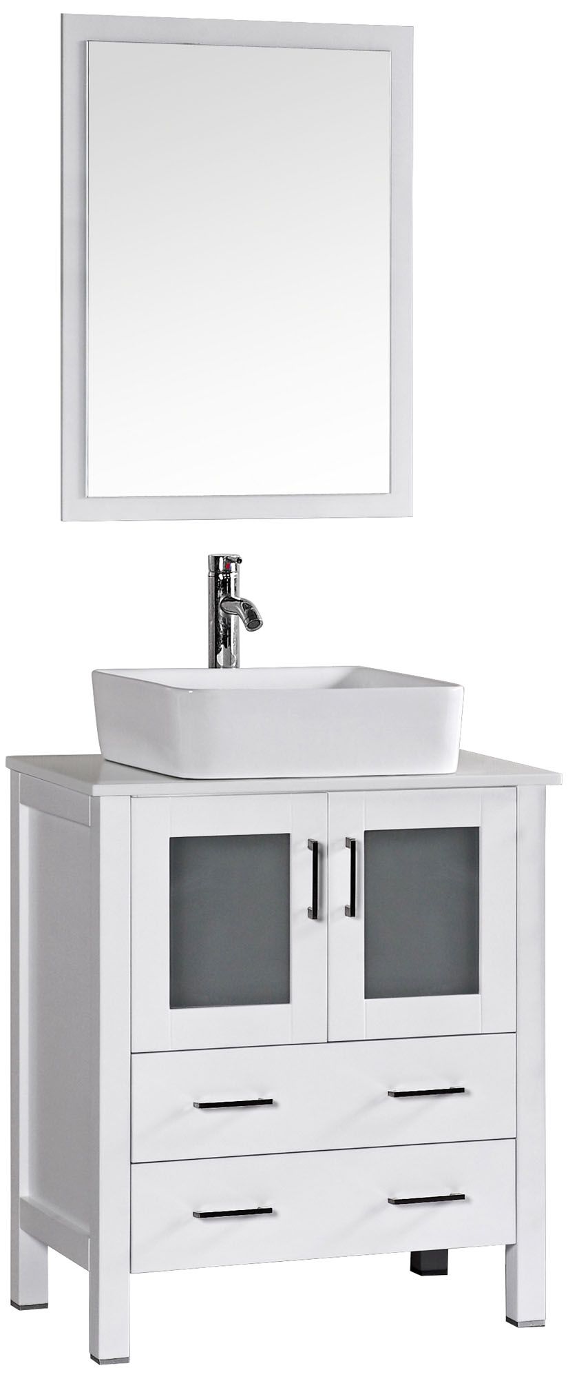Bosconi 30" White Rectangle Vessel Single-Sink Vanity Set