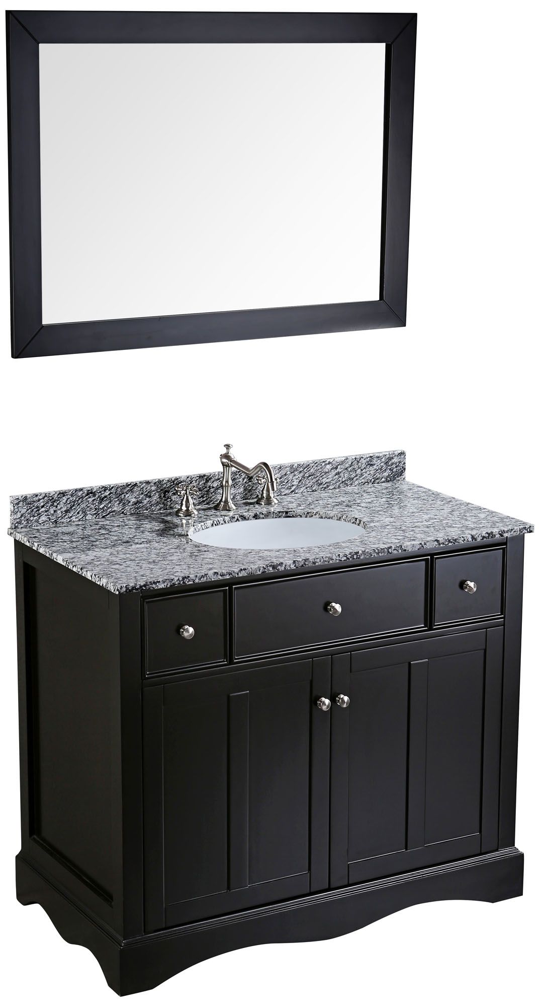 Bosconi 39" Black Single-Sink Carrarra Marble Vanity Set