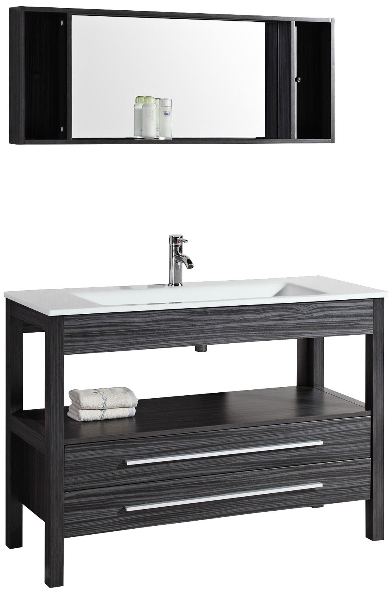Bosconi 48" Wide Charcoal Gray Modern Vanity and Mirror Set