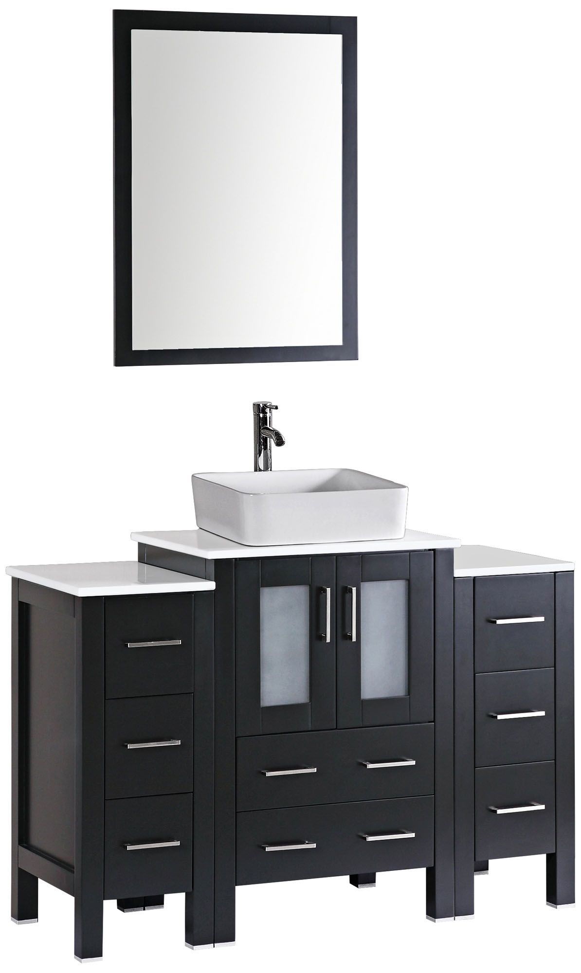 Bosconi 48" Espresso Rectangle Vessel 1-Sink Vanity Set