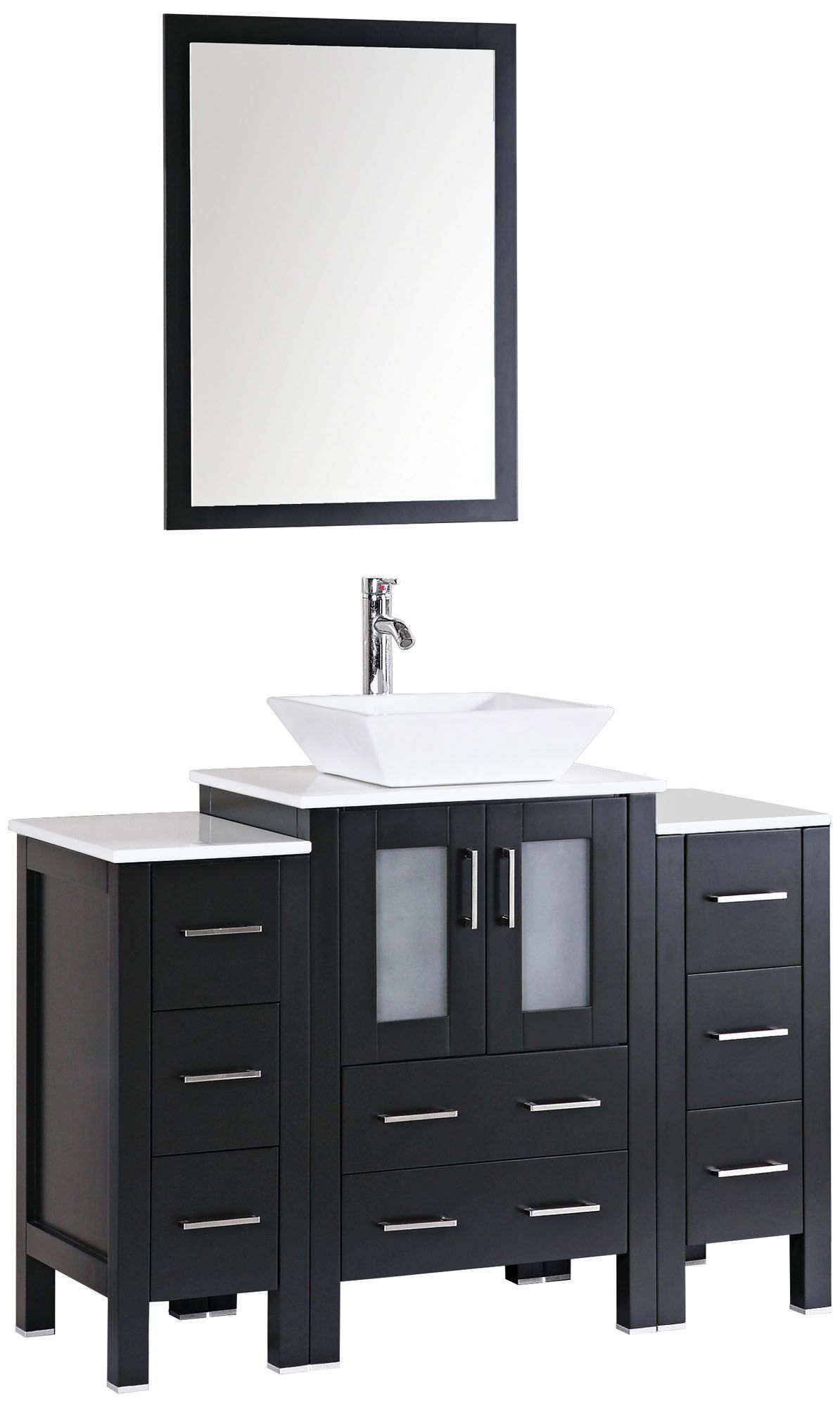 Bosconi 48" Espresso Square Vessel Single-Sink Vanity Set