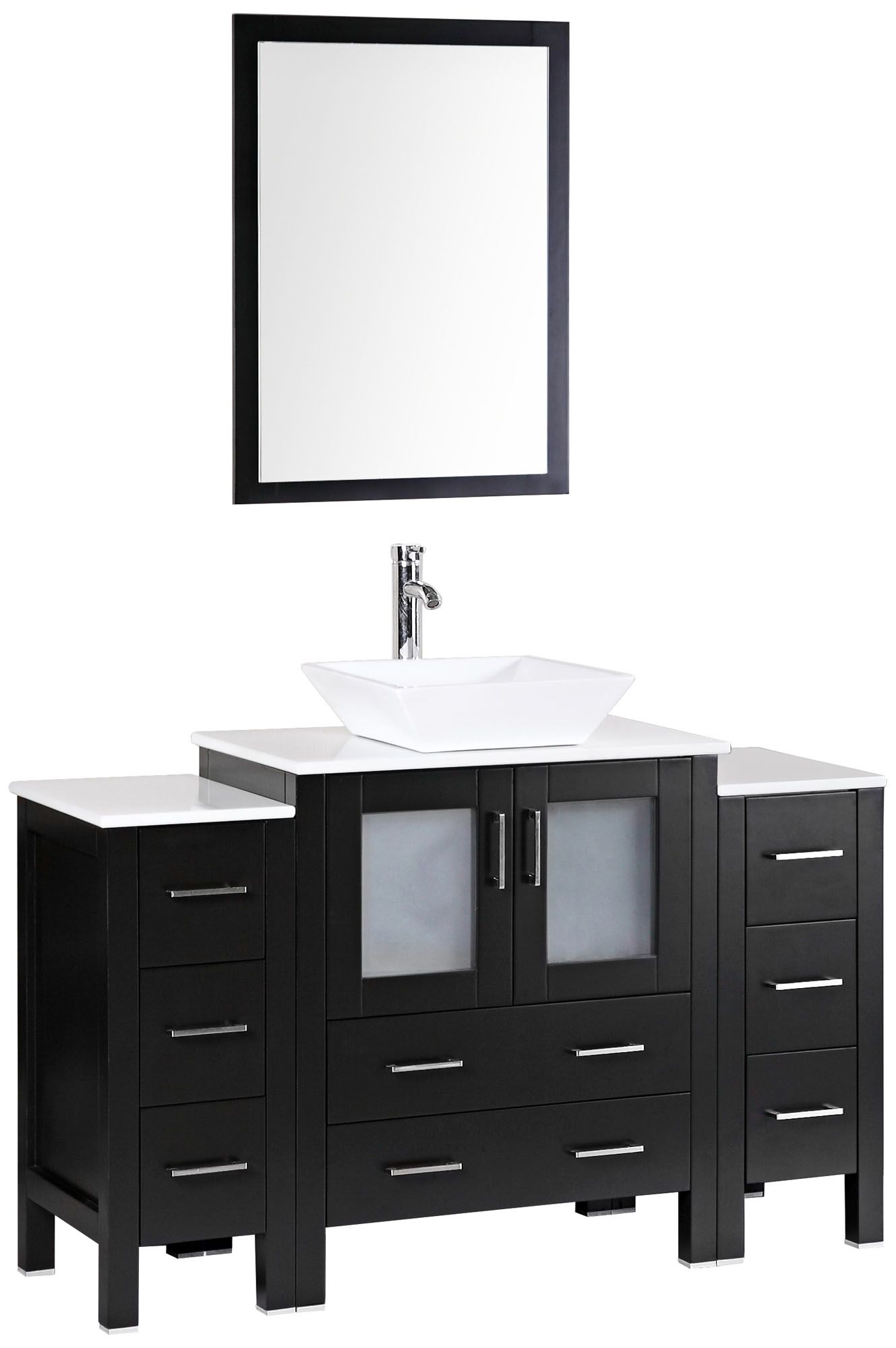 Bosconi 54" Espresso Square Vessel Single-Sink Vanity Set