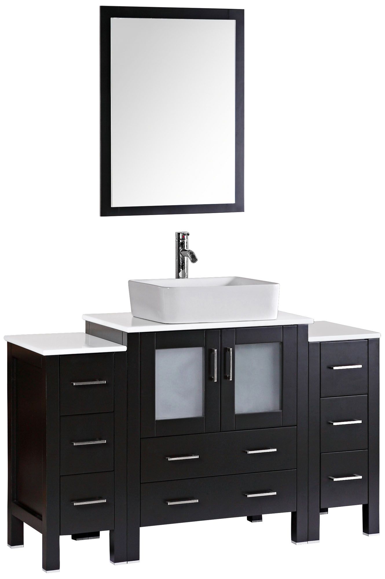 Bosconi 54" Espresso Rectangle Vessel 1-Sink Vanity Set