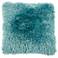 Duran Turquoise Blue 20" Square Decorative Shag Pillow