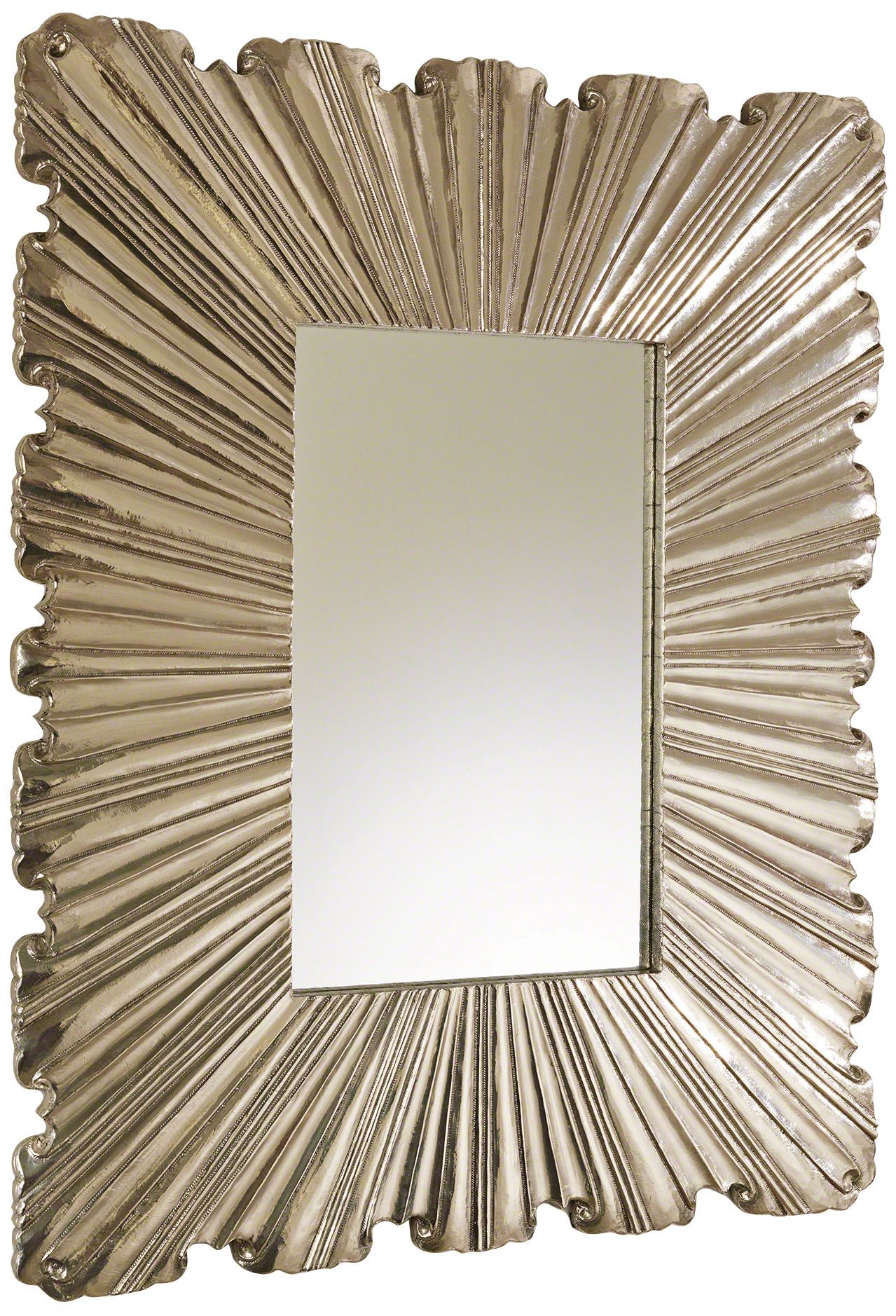Global Views Linen Fold Silver 31 1/2" x 39 1/4" Wall Mirror