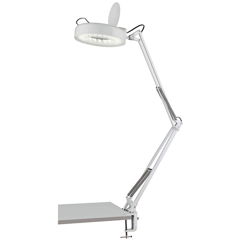 Lite Source LED Magnify-Lite White Clamp Desk Lamp