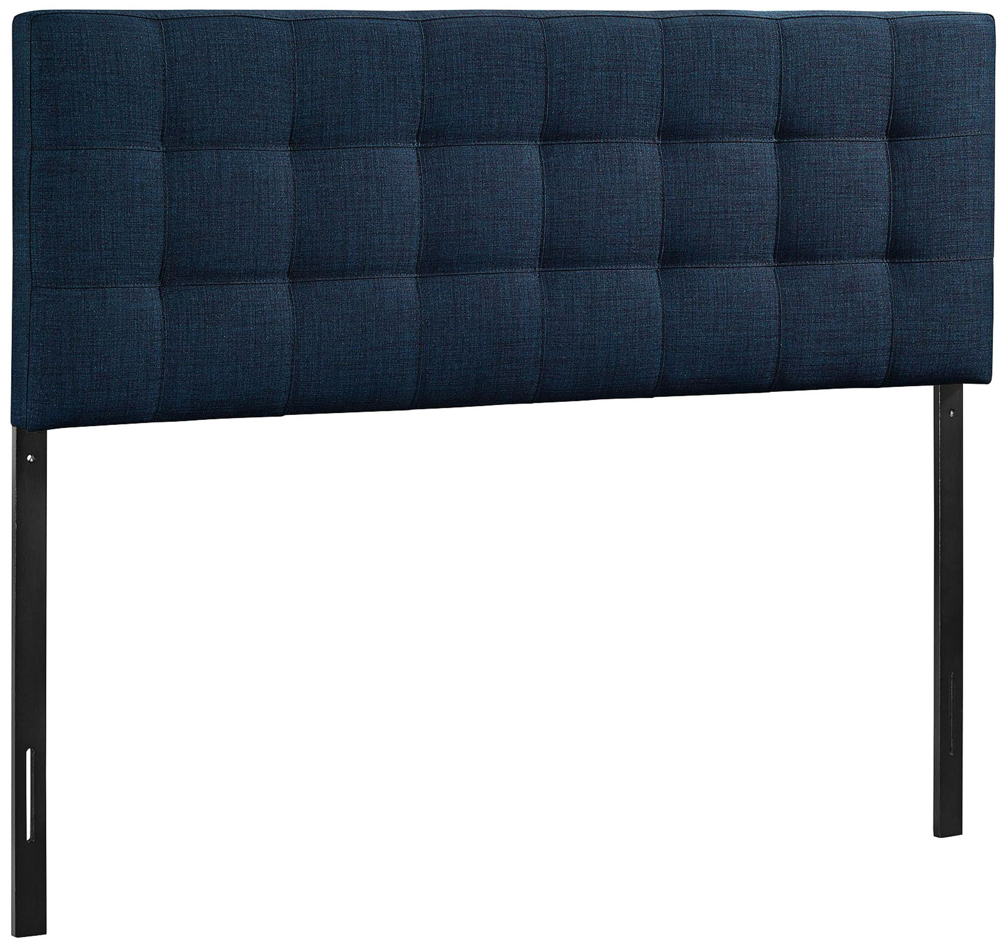 Lily Navy Fabric Checkerboard-Tufted Headboard