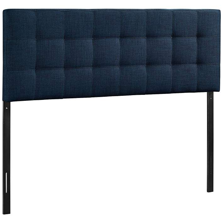 Lily Navy Fabric Checkerboard Tufted, Lily Full Upholstered Headboard