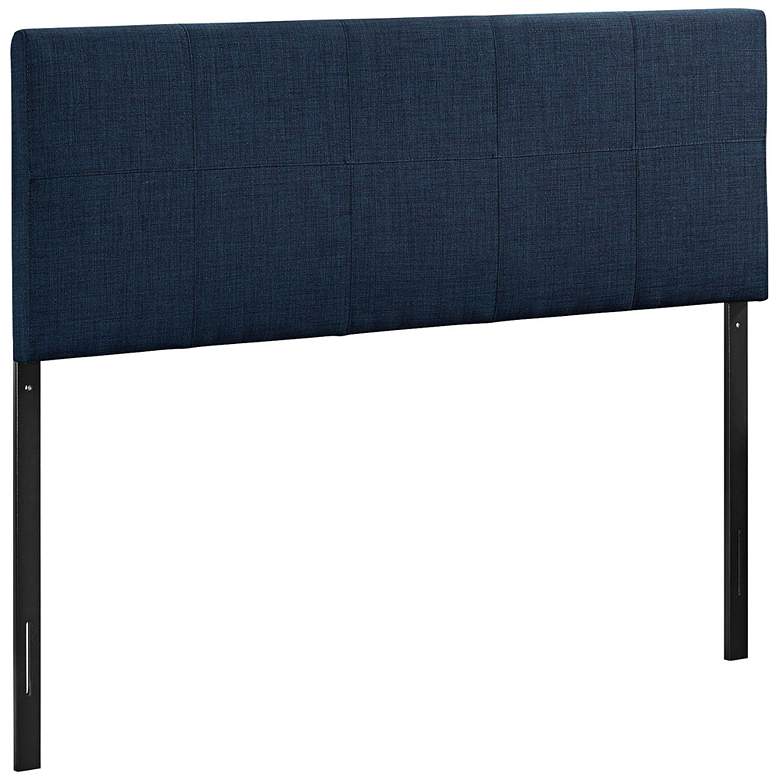 Oliver Navy 10-Square Stitched Queen Fabric Headboard