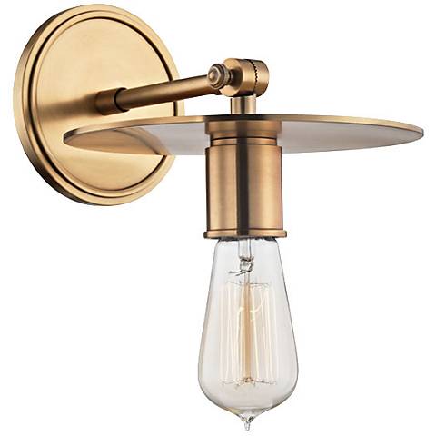 Hudson Valley Walker 10" High Aged Brass Wall Sconce ... Hudson Valley Walker 10" High Aged Brass Wall Sconce ... on Aged Brass Wall Sconce id=15482