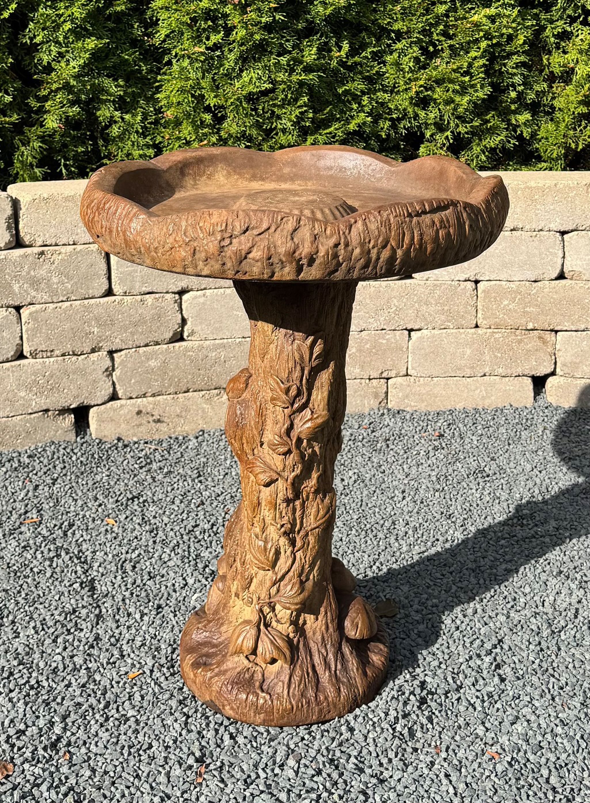 Henri Studio Woodland 27" High Relid Lava Outdoor Birdbath