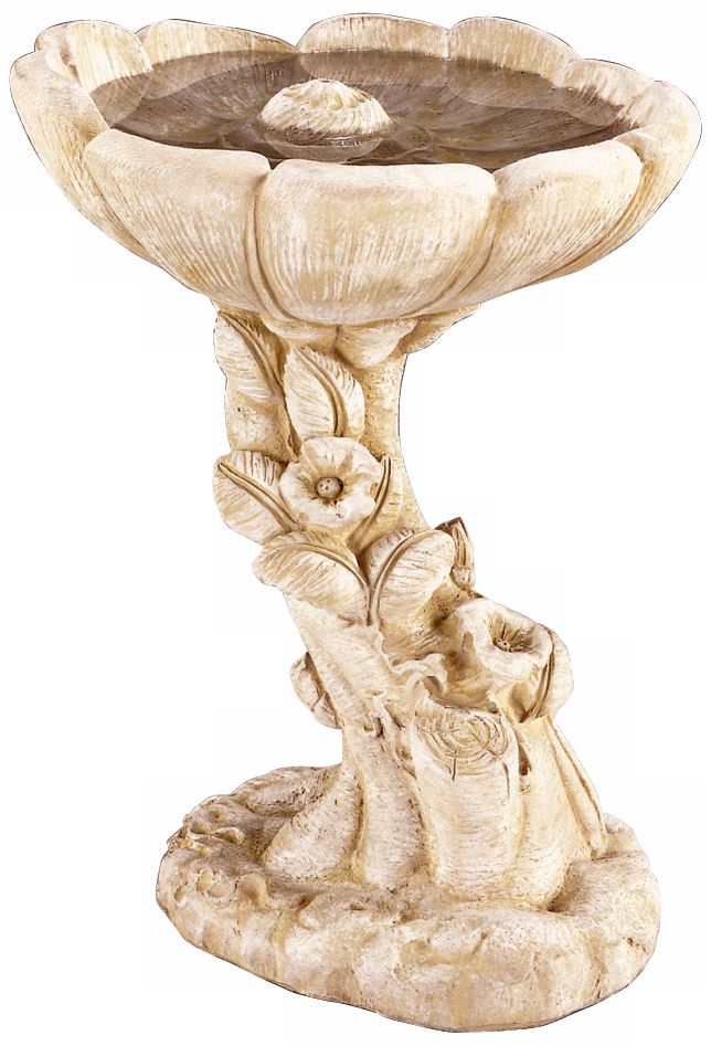 Henri Studio Buttercup 21" High Cast Stone Flower Birdbath