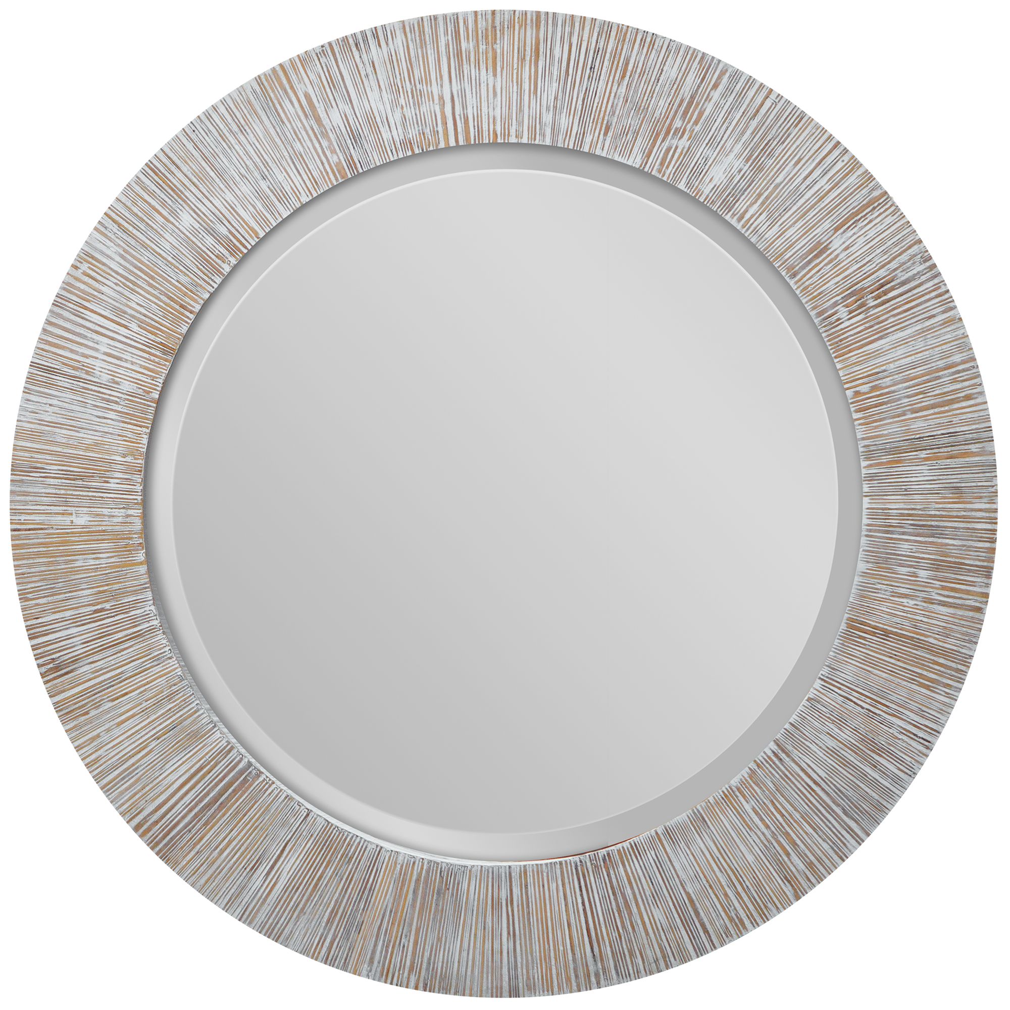 Repose Whitewash 36in Round Wall Mirror 209A2 Lamps Plus