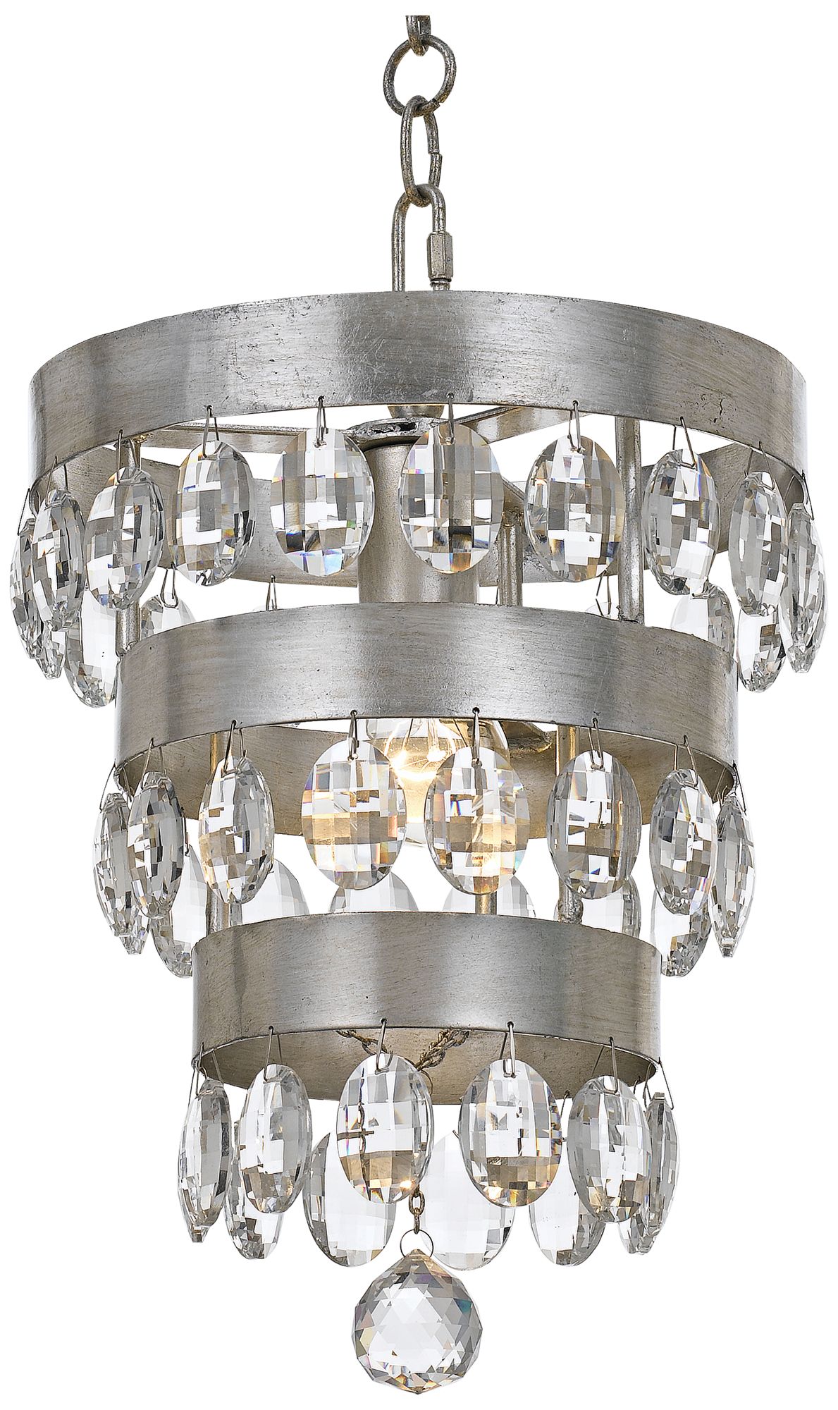Crystorama Perla 10"W Antique Silver Crystal Mini-Chandelier - #20A38 | Lamps Plus